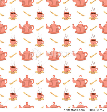 Seamless pattern on the theme of tea. Vector... - Stock Illustration ...