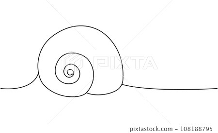 Scallop shellfish one line continuous drawing. Tropical underwater shell continuous one line illustration. Vector minimalist linear illustration. Scallop shellfish one line continuous drawing. Tropical underwater shell continuous one line illustration. Vector minimalist linear illustration. 108188795