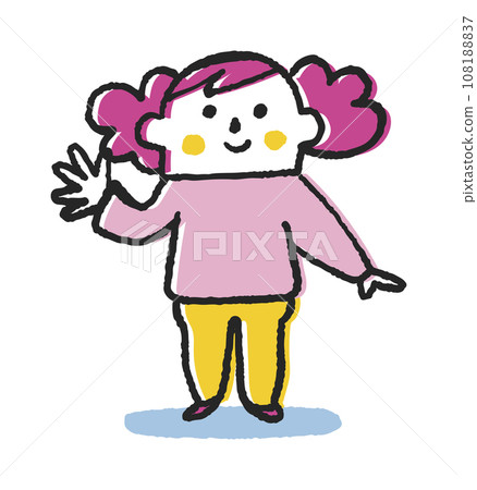 A small child waving towards me Illustration material 108188837