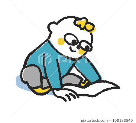 A small child reading a picture book enthusiastically Illustration material A small child reading a picture book enthusiastically Illustration material 108188840