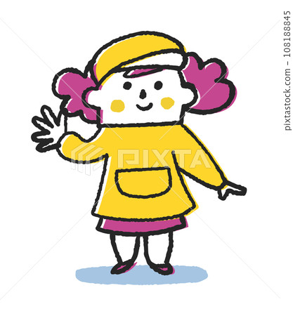 A small child waving towards me Illustration material 108188845