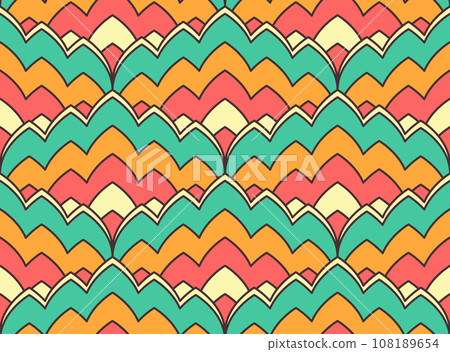 Seamless pattern with geometric flame stitch style motifs 108189654