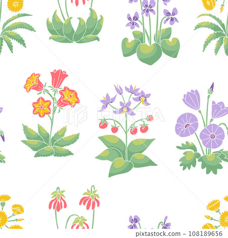 Seamless WATERCOLOR FLOWER PATTERN Stock Image - Image of island