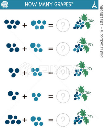 How many grapes game. Math addition activity for preschool children with berry. Simple fruit printable counting worksheet for kids. Funny mathematics page for kids How many grapes game. Math addition activity for preschool children with berry. Simple fruit printable counting worksheet for kids. Funny mathematics page for kids 108189696