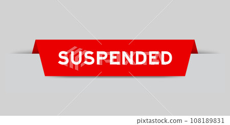 Red color inserted label with word suspended on gray background Red color inserted label with word suspended on gray background 108189831