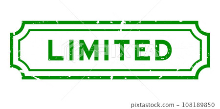Grunge green limited word rubber seal stamp on white background 108189850