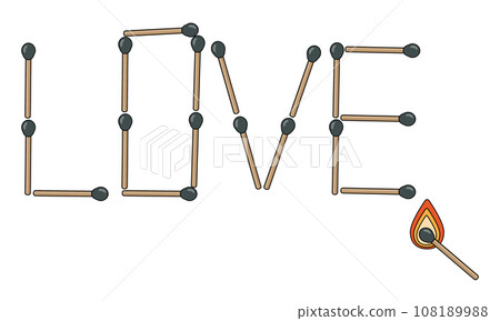 The word love from matches. Wooden whole 108189988