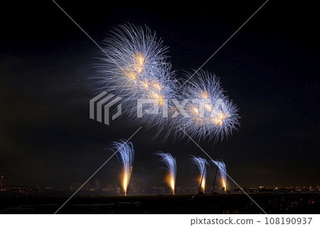 煙火在夜空中綻放，煙火表演高高閃耀，煙火，夜空，煙火影像，煙火表演 108190937