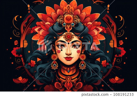 Illustration of goddess durga in navratri durga puja festival. Indian religious 108191233