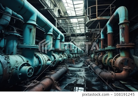Industrial steel rust pipes and valves 108191245