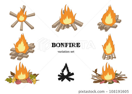 Bonfire illustration set Bonfire illustration set 108191605