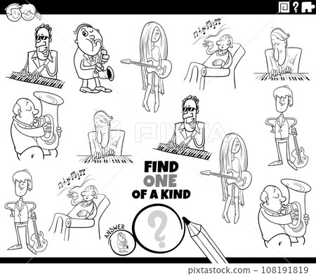 one of a kind game with cartoon musicians coloring page 108191819