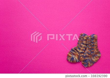 World Prematurity day concept. Banner with the pair of socks. 108192390