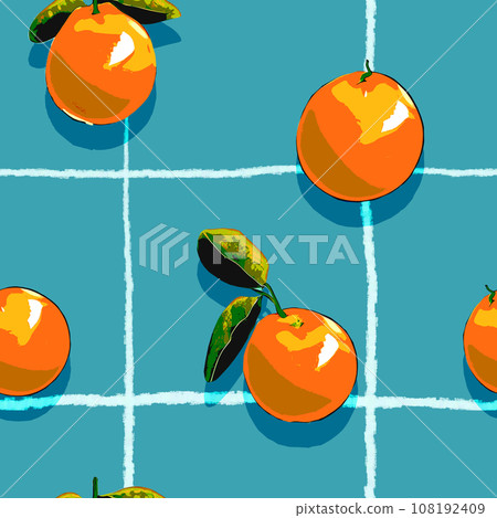 Pop and colorful orange illustration repeat pattern Pop and colorful orange illustration repeat pattern 108192409