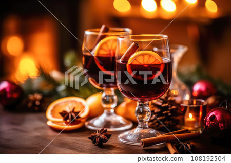 christmas, glass, wine 108192504
