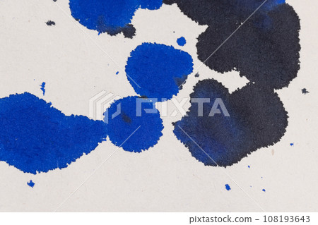 grey recycled paper with blue ink drops grey recycled paper with blue ink drops 108193643