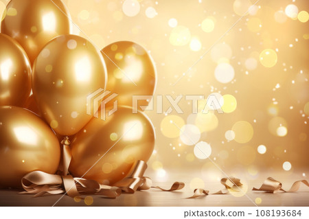 Festive background with golden balls and boke lights. AI content. Festive background with golden balls and boke lights. AI content. 108193684