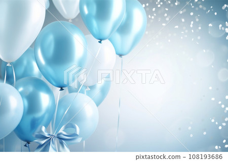 Festive background with blue balls and confetti. AI content. Festive background with blue balls and confetti. AI content. 108193686
