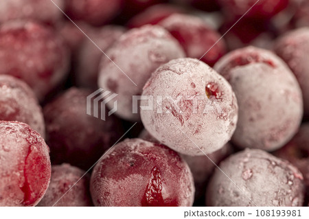 red cherry covered with a thin layer of ice 108193981