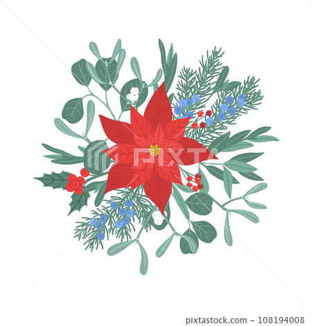 Christmas floral composition with winter plants and berries Christmas floral composition with winter plants and berries 108194008