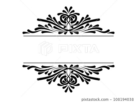 Vintage horizontal frame. Ornamental label frame. Graphic vector element for design of catalogs and brochures of cafes, boutiques. Vintage horizontal frame. Ornamental label frame. Graphic vector element for design of catalogs and brochures of cafes, boutiques. 108194038