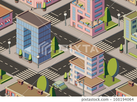 Illustration of isometric city landscape. Vector illustration. 108194064