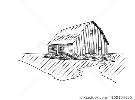 Rural landscape, hand drawn sketch vector illustration. 108194130
