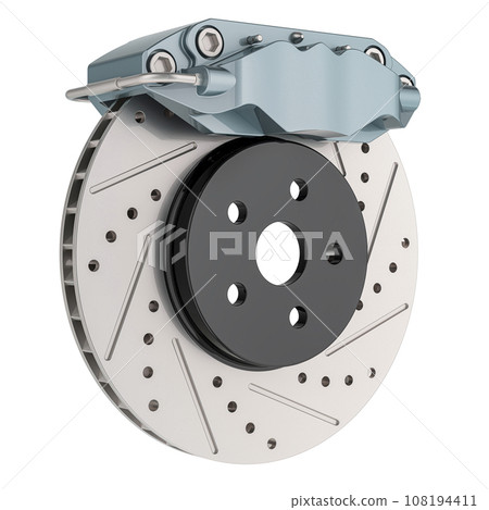 Car disc brake with caliper. 3D rendering 108194411