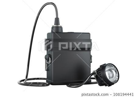 Rechargeable Mining Headlamp. Miners Cap Lamp, 3D rendering 108194441