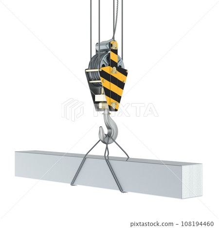 Crane hook with rolled metal square bar, 3D rendering 108194460