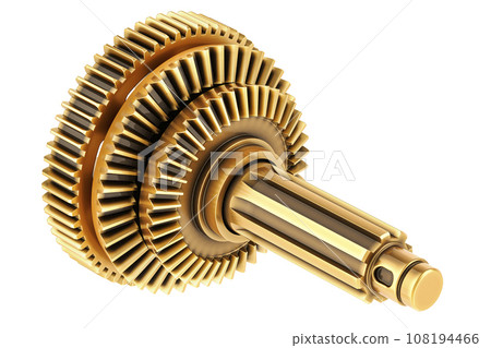 Golden cogwheel, 3D rendering 108194466