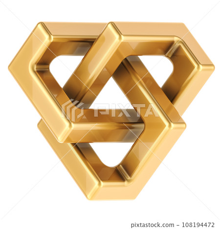 Impossible optical illusion, golden. 3D rendering 108194472