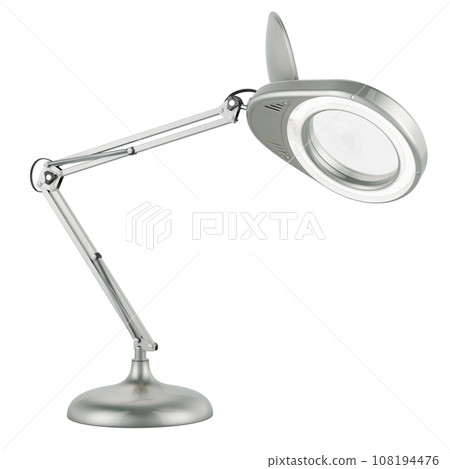 Magnifying Desk Lamp, silver color. 3D rendering 108194476
