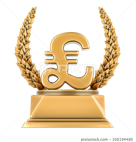 Pound sterling symbol, golden award. 3D rendering 108194480