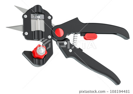 Professional Nursery Fruit Tree Grafting Knife Tool Pruner. Grafting secateur, 3D rendering 108194481
