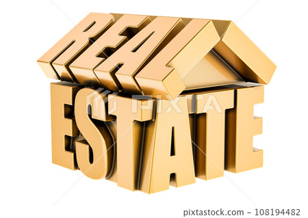 Real Estate, golden concept. 3D rendering 108194482