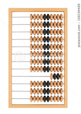 Vintage Russian abacus. Wooden USSR Abacus with beads, 3D rendering 108194489