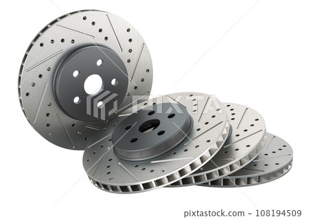 Car Disc Brake Rotors, 3D rendering Car Disc Brake Rotors, 3D rendering 108194509