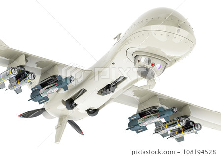 Military Drone, bottom view. 3D rendering Military Drone, bottom view. 3D rendering 108194528