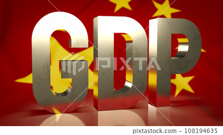 The Gdp gold on china flag for Business concept 3d rendering The Gdp gold on china flag for Business concept 3d rendering 108194635