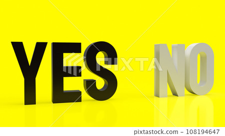 The Yes and No for choice on yellow Background concept 3d rendering. The Yes and No for choice on yellow Background concept 3d rendering. 108194647