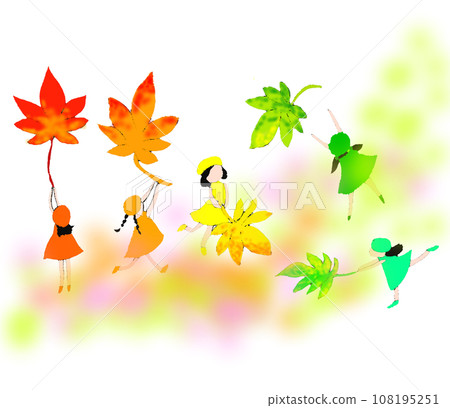 autumn leaves and girls 108195251