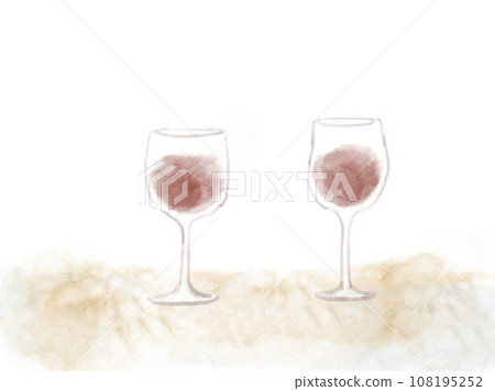 Two glasses of red wine on the desk 108195252