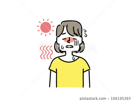 Illustration of a woman suffering from heatstroke due to the heat Illustration of a woman suffering from heatstroke due to the heat 108195265