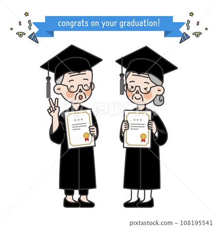 an illustration of senior citizens's graduation 108195541