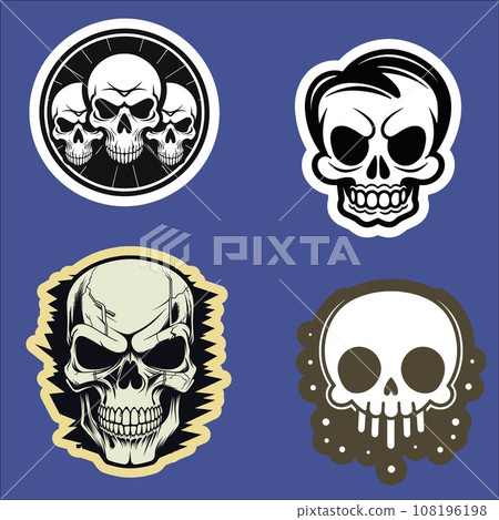 Four Skulls on a Blue Background 108196198