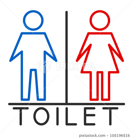 Signboard illustration displaying information about the men's restroom and women's makeup room Signboard illustration displaying information about the men's restroom and women's makeup room 108196816