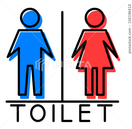 顯示男洗手間和女化妝室資訊的招牌插圖 108196818