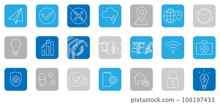 Icon set simple line vector background Icon set simple line vector background 108197433