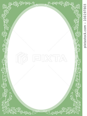 Pen drawing white ivy leaf frame white oval window gray green Pen drawing white ivy leaf frame white oval window gray green 108197803